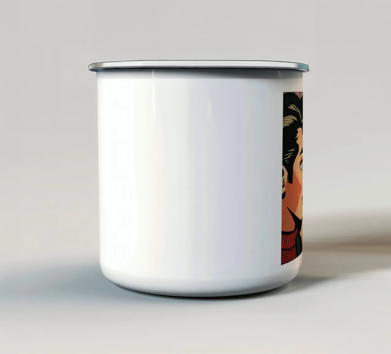 Trio Lichtenstein: Volti della Pop Art, stampa retrò a fumetti tazza in smalto da NorwesClub
