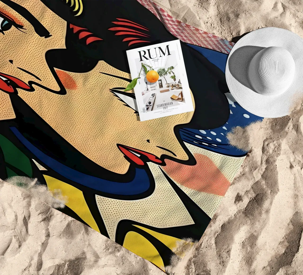 Lichtenstein Trio: Pop Art Faces, Retro Comic Book Print beach towel by NorwesClub