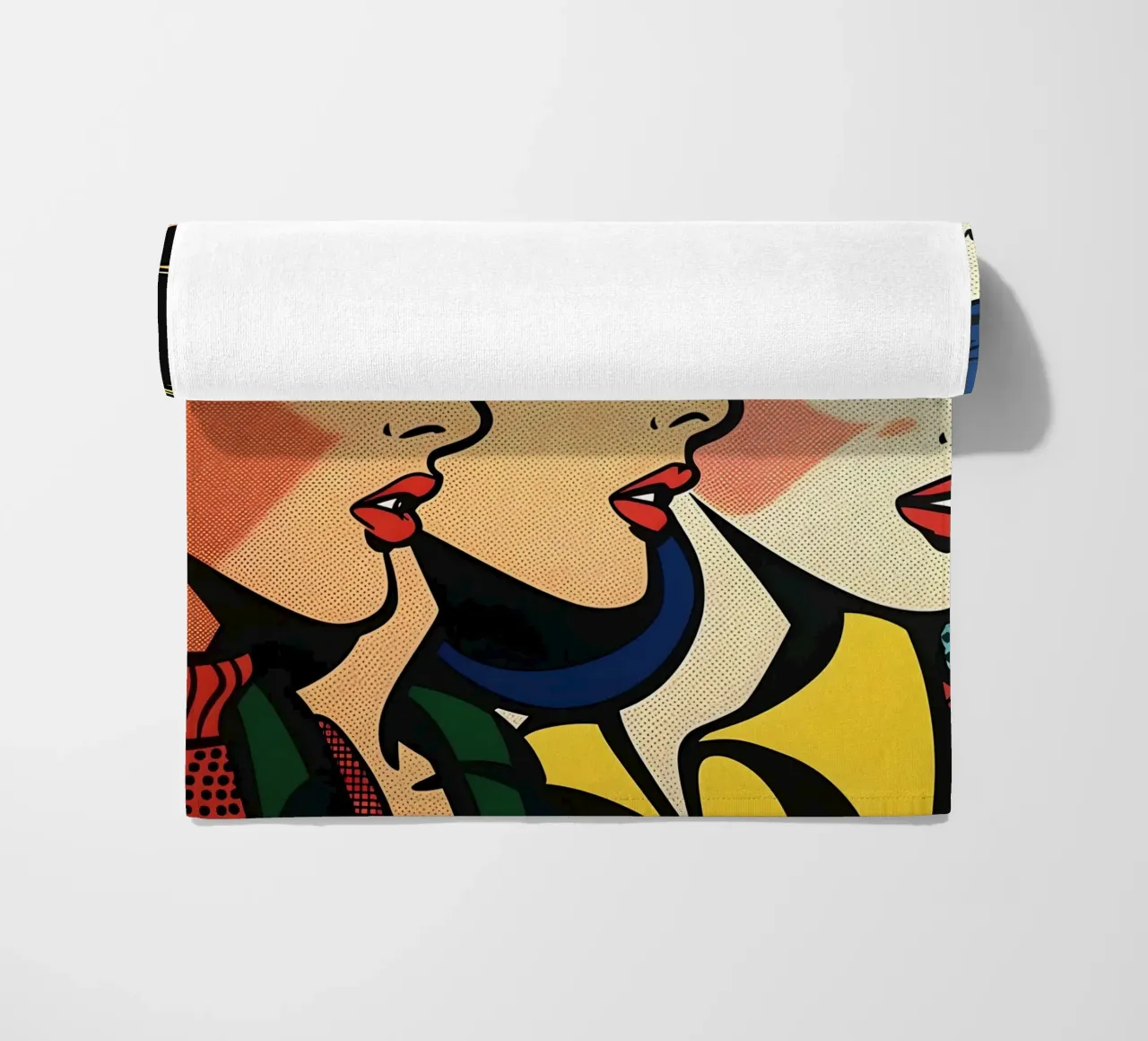 Lichtenstein Trio: Pop Art Faces, Retro Comic Book Print beach towel by NorwesClub