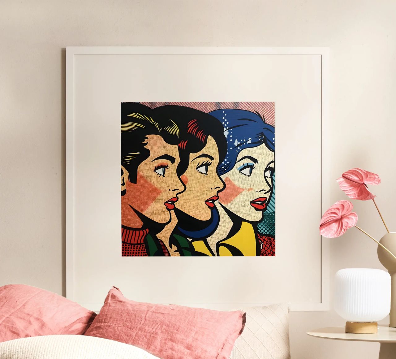 Lichtenstein Trio: Pop Art Faces, Retro Comic Book Print poster by NorwesClub