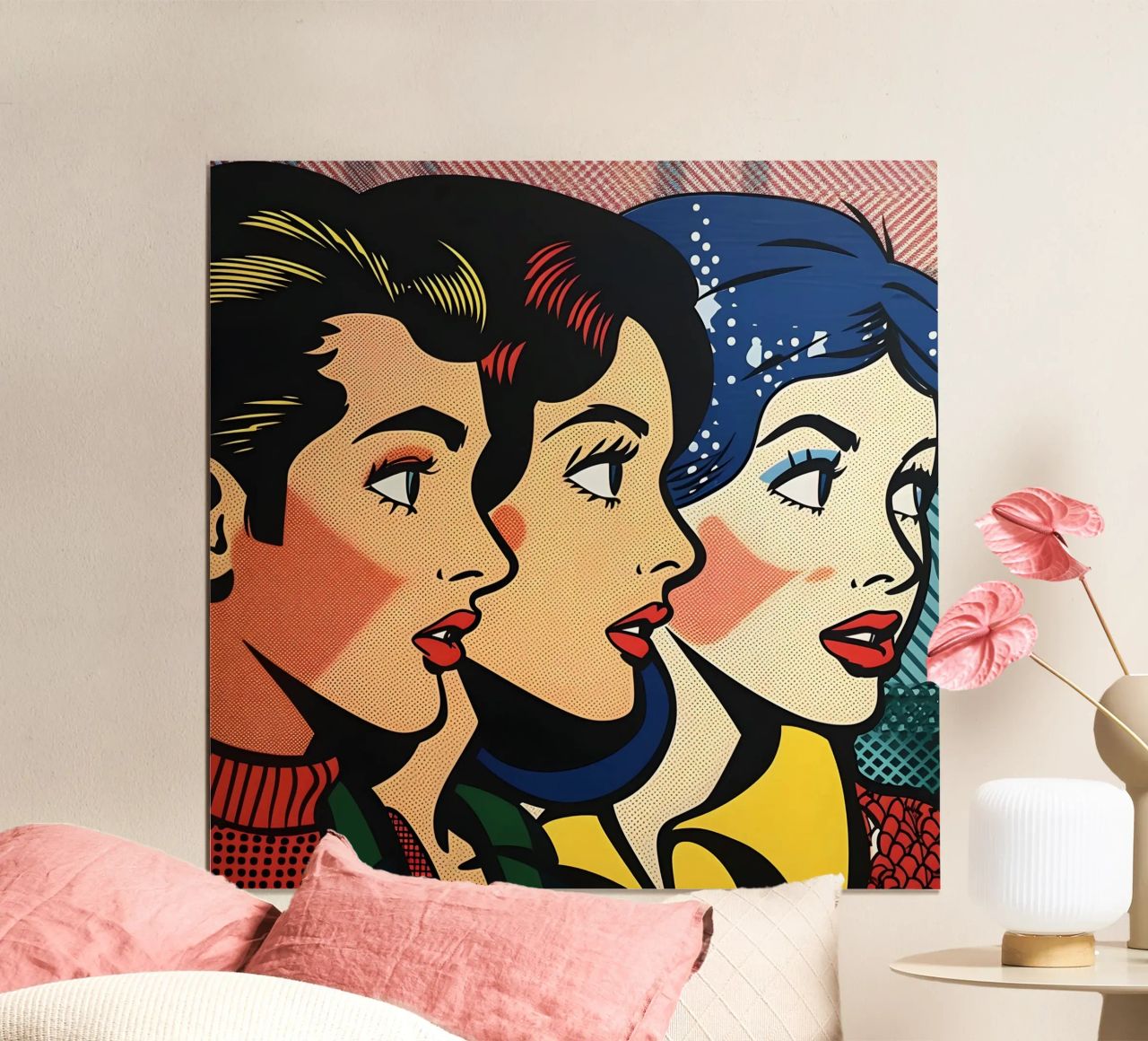 Lichtenstein Trio: Pop Art Faces, Retro Comic Book Print poster by NorwesClub
