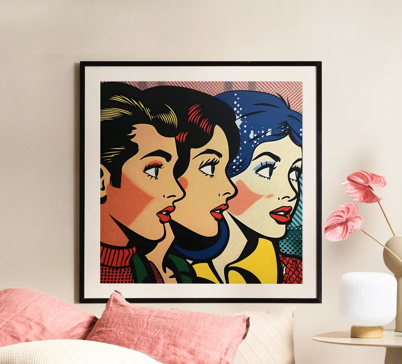 Lichtenstein Trio: Pop Art Faces, Retro Comic Book Print poster by NorwesClub