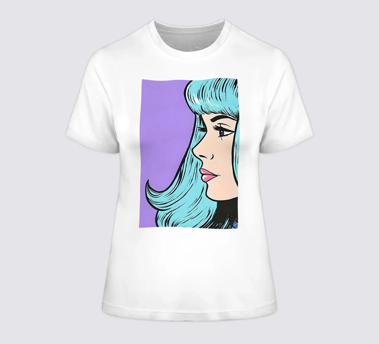 Capelli blu Pop: Donna retrò, ritratto a fumetti t-shirt da donna da NorwesClub