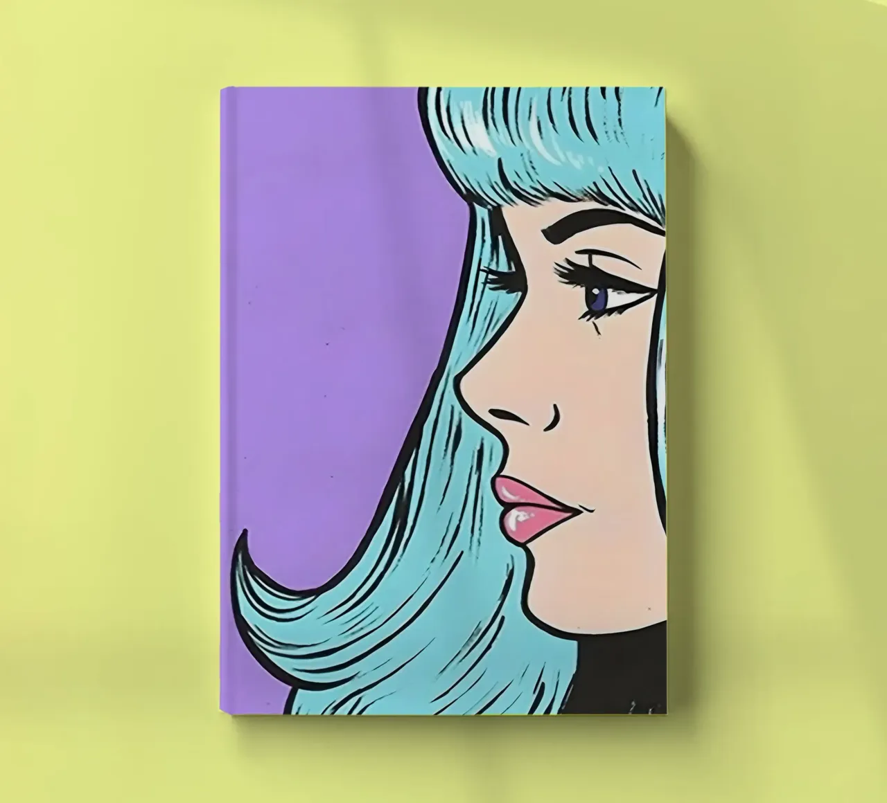Blue Hair Pop: Retro Woman, Comic Book Portrait Art notebook by NorwesClub
