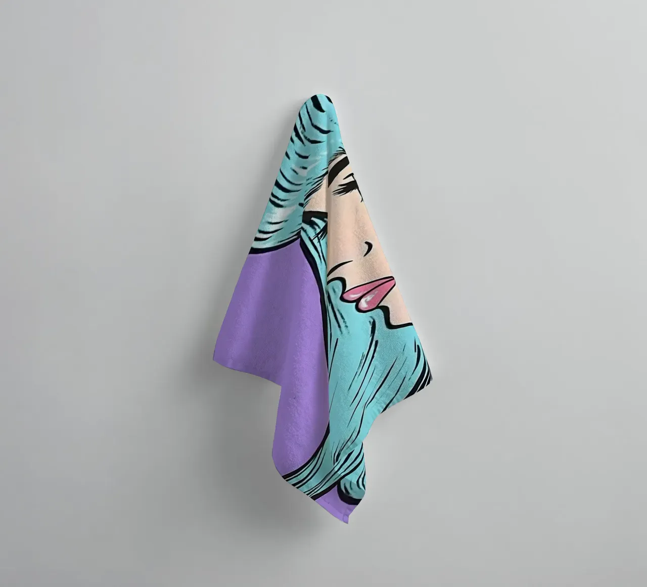 Blauw haar Pop: Retro vrouw, stripportretkunst badhanddoek van NorwesClub