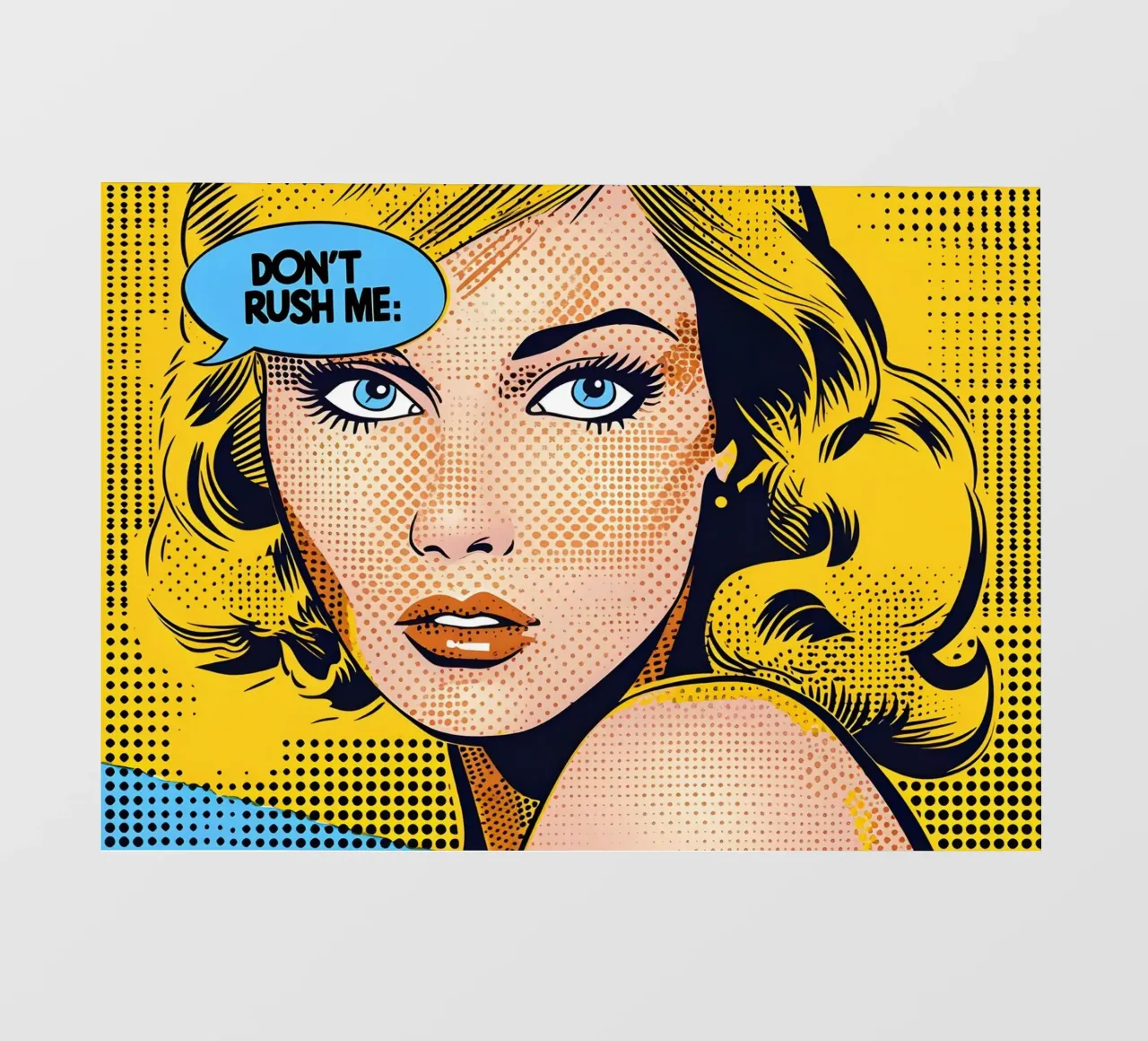 Lichtenstein Pop: "Don't Rush Me" Comic Art, Yellow & Blue photo wallpaper by NorwesClub