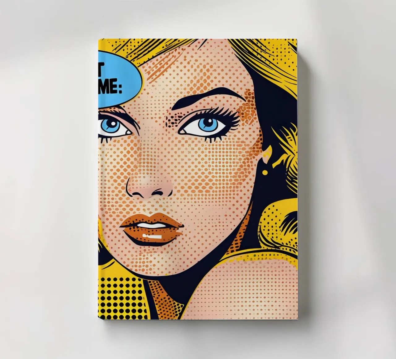 Lichtenstein Pop : "Don't Rush Me" Comic Art, jaune et bleu carnet de notes de NorwesClub