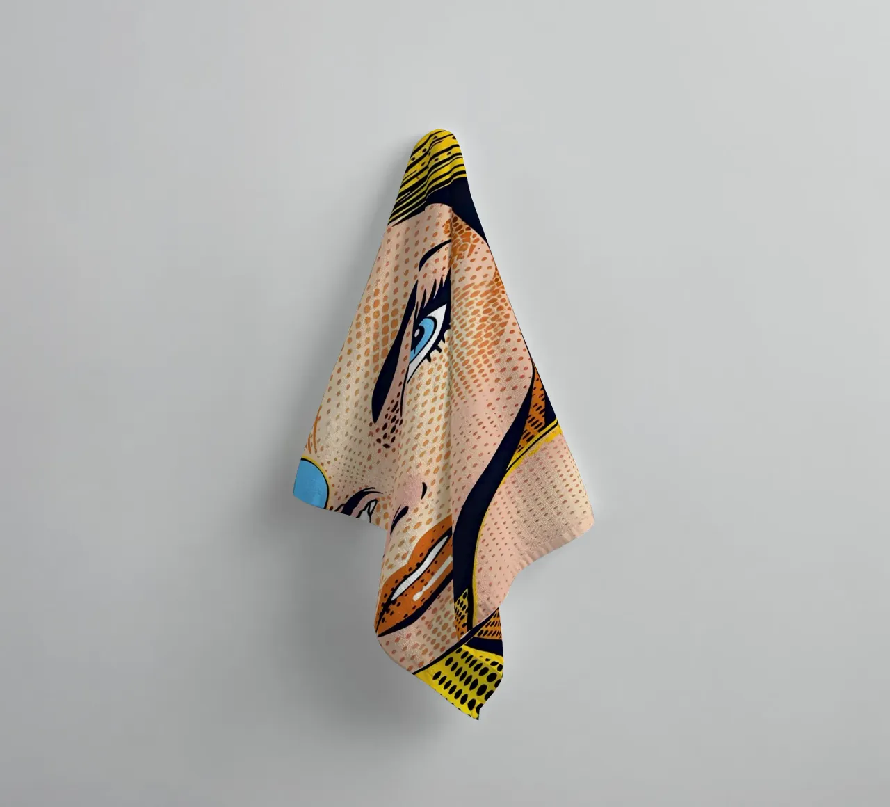Lichtenstein Pop: "Don't Rush Me" Comic Art, Yellow & Blue towel by NorwesClub