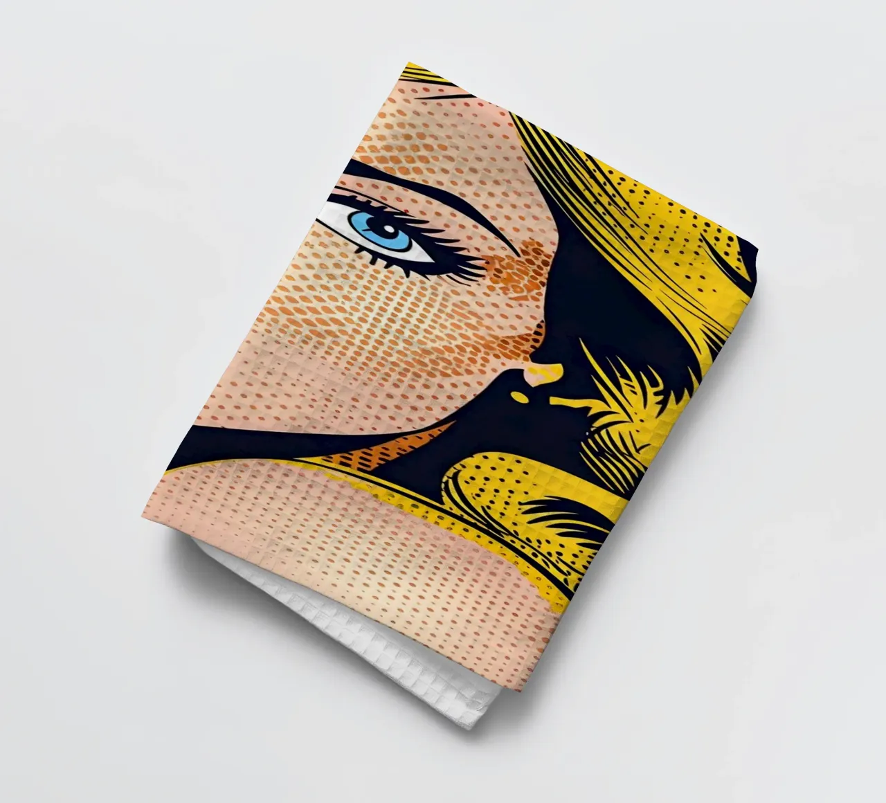 Lichtenstein Pop : "Don't Rush Me" Comic Art, jaune et bleu torchon de NorwesClub