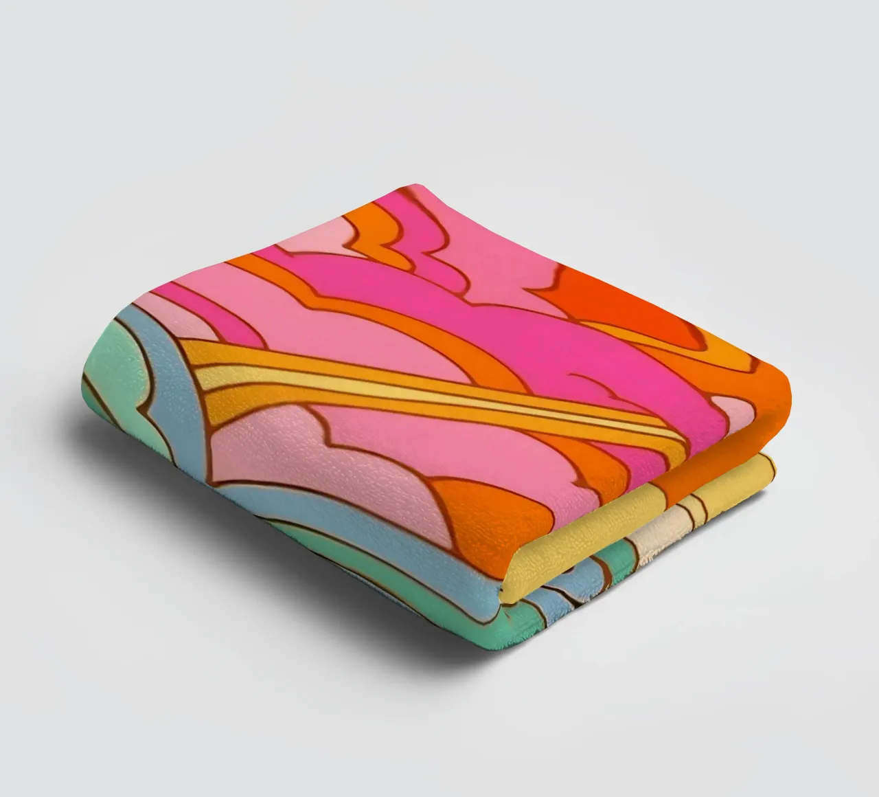 Groovy Zonsondergang: Psychedelisch landschap, Retro 70s Art Print badhanddoek van NorwesClub
