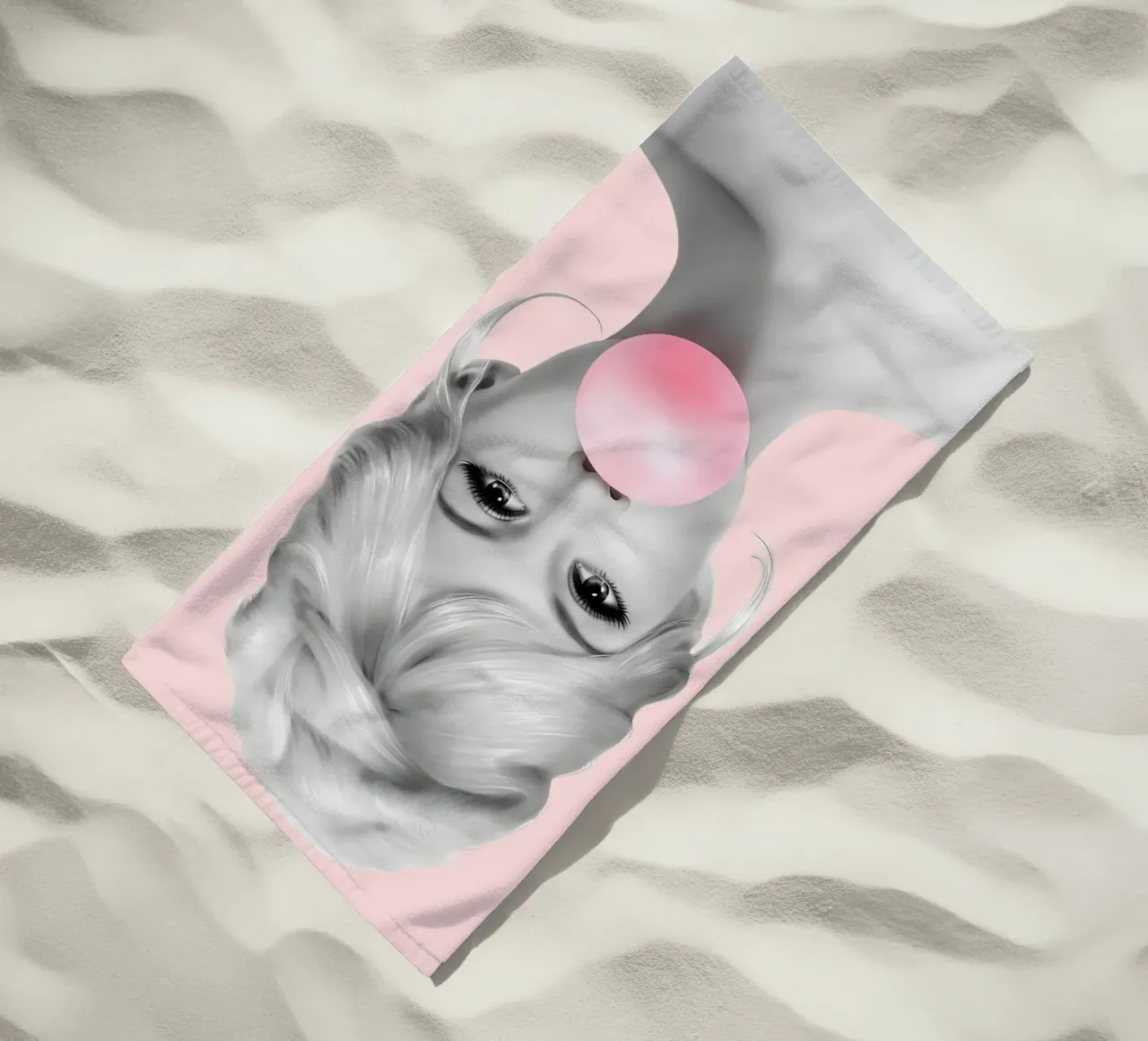 Bolla Bardot: Icona della Pop Art, bionda glamour e rosa retrò telo mare da NorwesClub