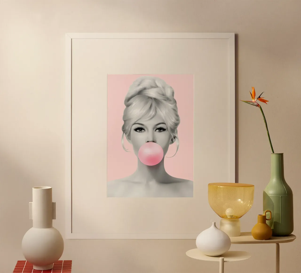 Bolla Bardot: Icona della Pop Art, bionda glamour e rosa retrò carta hahnemühle da NorwesClub