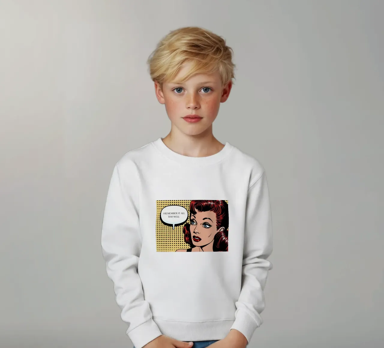 Retro Pop: "I Remember It All Too Well" Comic Art kids sweatshirt by NorwesClub