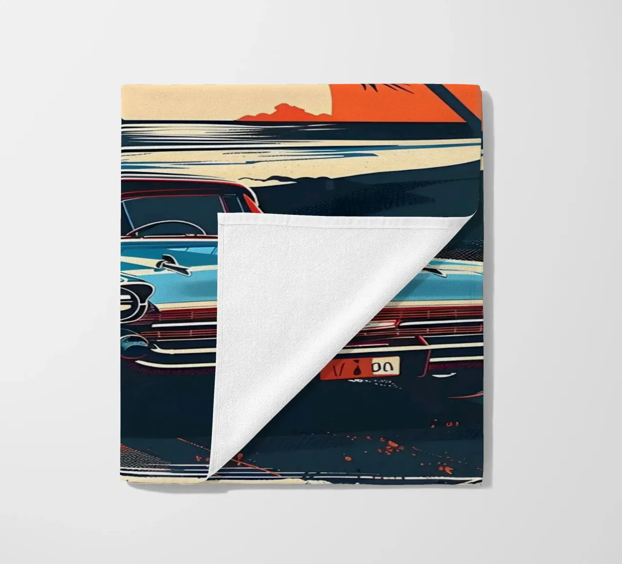 57 Chevy Sunset: Auto retrò americane, da spiaggia e d'epoca telo mare da NorwesClub