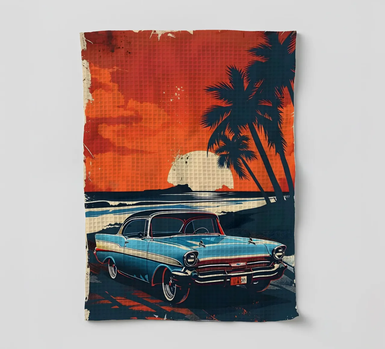 57 Chevy Sunset: Auto retrò americane, da spiaggia e d'epoca canovaccio da cucina da NorwesClub