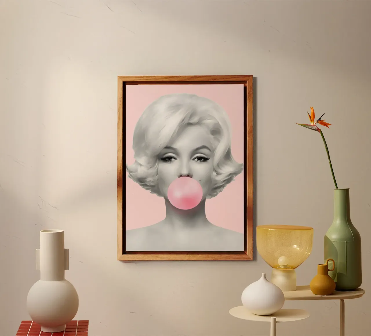 Marilyn Pop: Bubblegum Chic, Iconic Portrait & Retro Glamour alu-dibond by NorwesClub