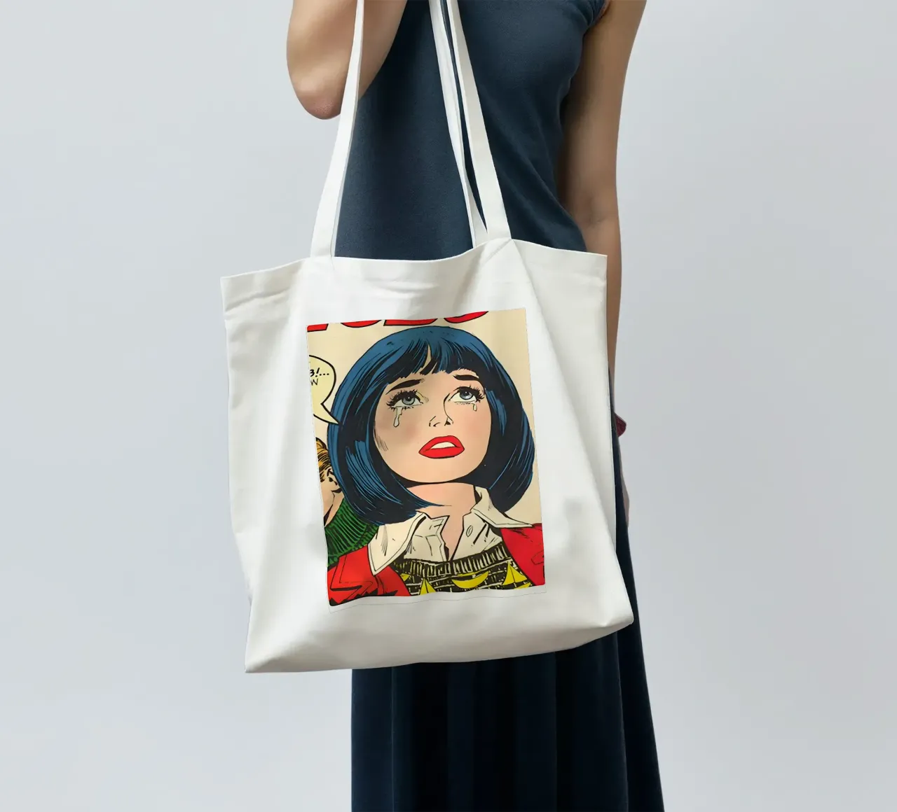 Pianto Pop Art: Fumetto d'epoca, stampa emozionale retrò borsa in juta da NorwesClub