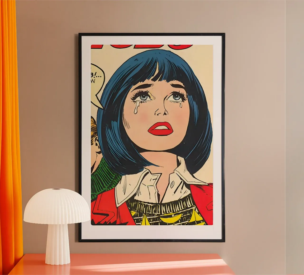 Pianto Pop Art: Fumetto d'epoca, stampa emozionale retrò poster con telaio in plastica da NorwesClub