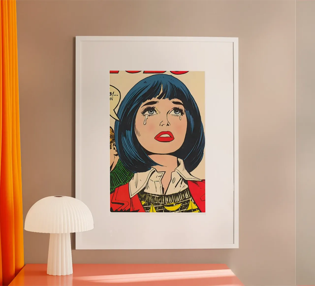 Pianto Pop Art: Fumetto d'epoca, stampa emozionale retrò poster con telaio in plastica da NorwesClub
