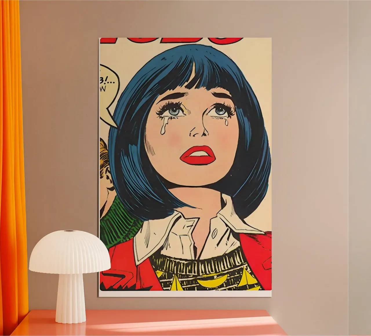 Pianto Pop Art: Fumetto d'epoca, stampa emozionale retrò poster con telaio in plastica da NorwesClub