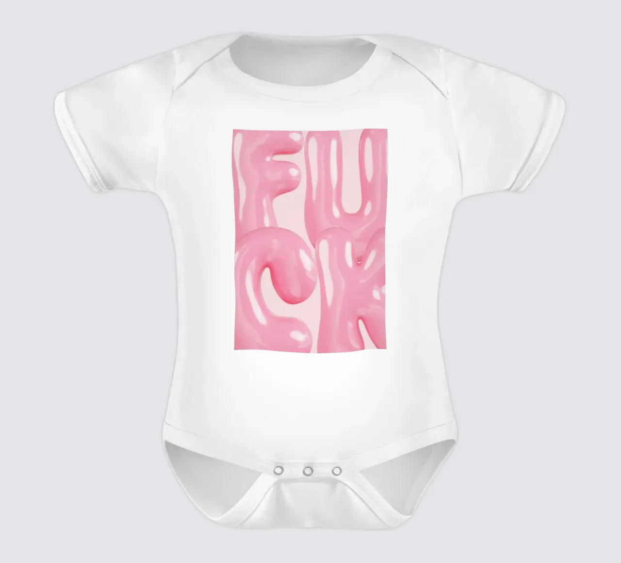 Pink Bubblegum "F***": Bold Statement, Trendy Pop Art Print short-sleeve baby romper by NorwesClub