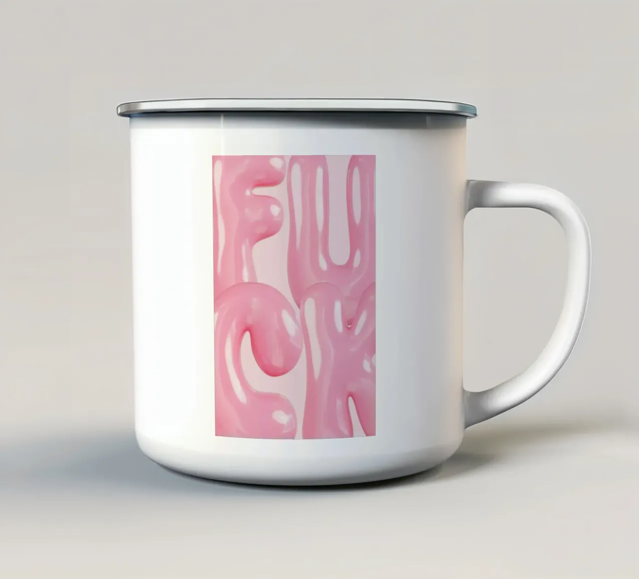 Pink Bubblegum "F***": Gedurfd statement, trendy pop-artprint emaille mok van NorwesClub