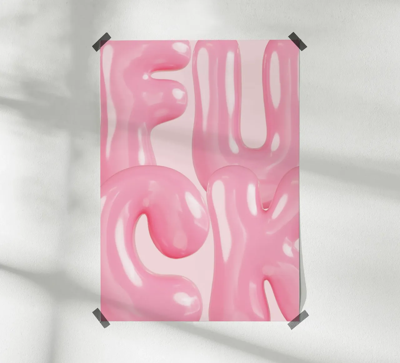Pink Bubblegum "F***": Gedurfd statement, trendy pop-artprint poster van NorwesClub