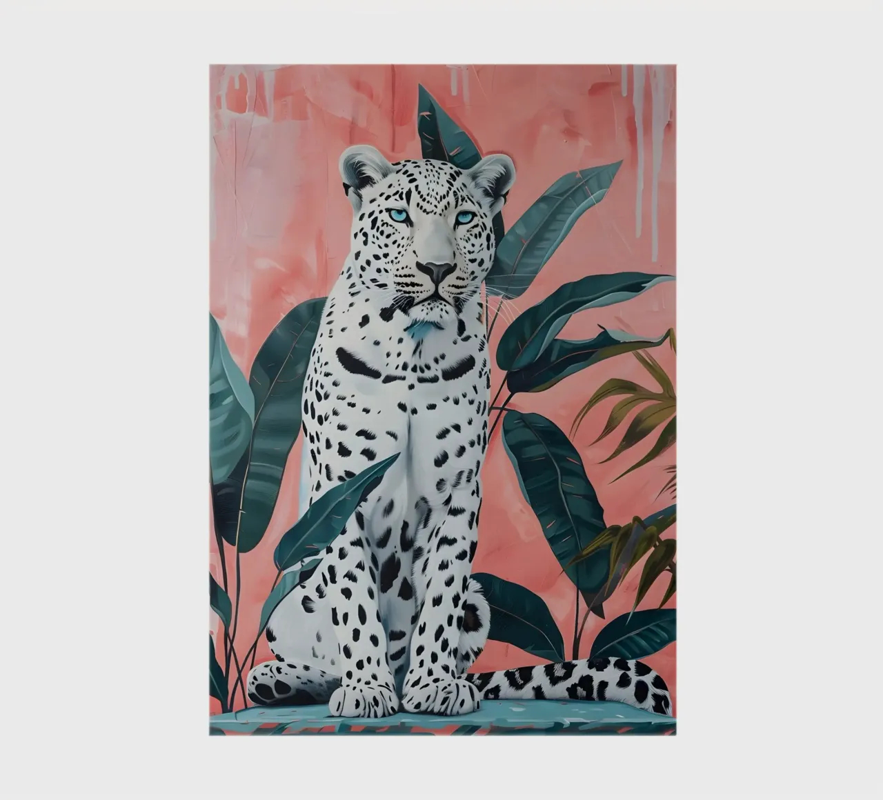 White Leopard: Jungle Chic, Pink & Teal Pop Art Print notebook by NorwesClub
