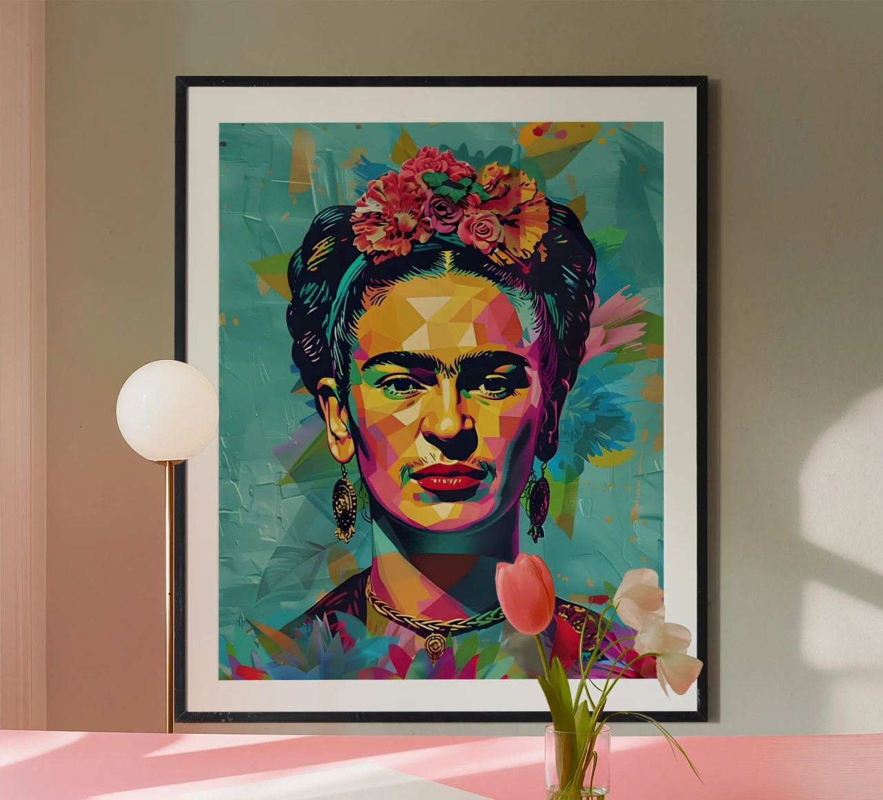 Frida Kahlo Pop: Geometrisches Porträt, lebendige und trendige Kunst Poster von NorwesClub