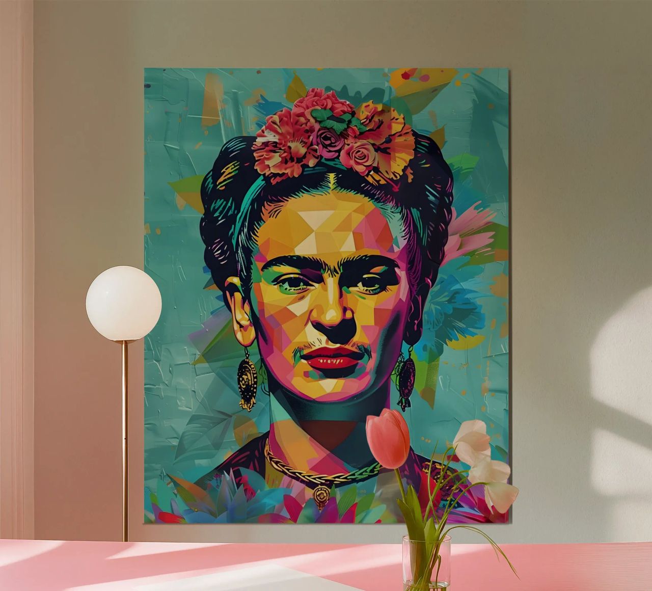 Frida Kahlo Pop: Geometrisches Porträt, lebendige und trendige Kunst Poster von NorwesClub