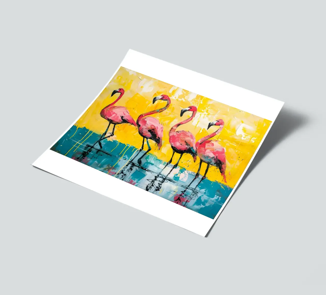 Abstract Flamingos: Vibrant Birds, Yellow & Teal Pop Art sticker sheet by NorwesClub