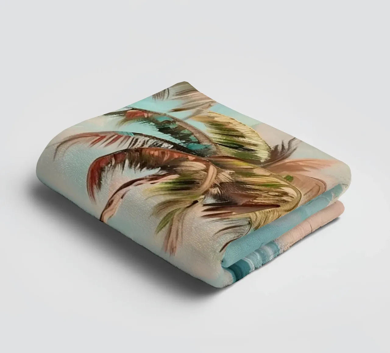 Brezza tropicale: Scena espressiva sulla spiaggia, palme e oceano asciugamano da bagno da NorwesClub