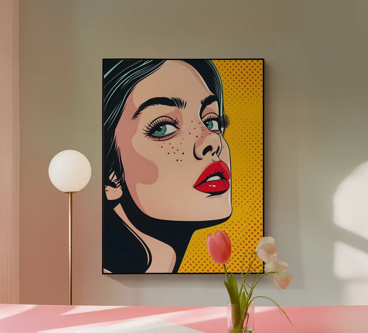Striking Gaze: Pop Art Portrait, Comic Book Style & Trendy acrylic glass by NorwesClub