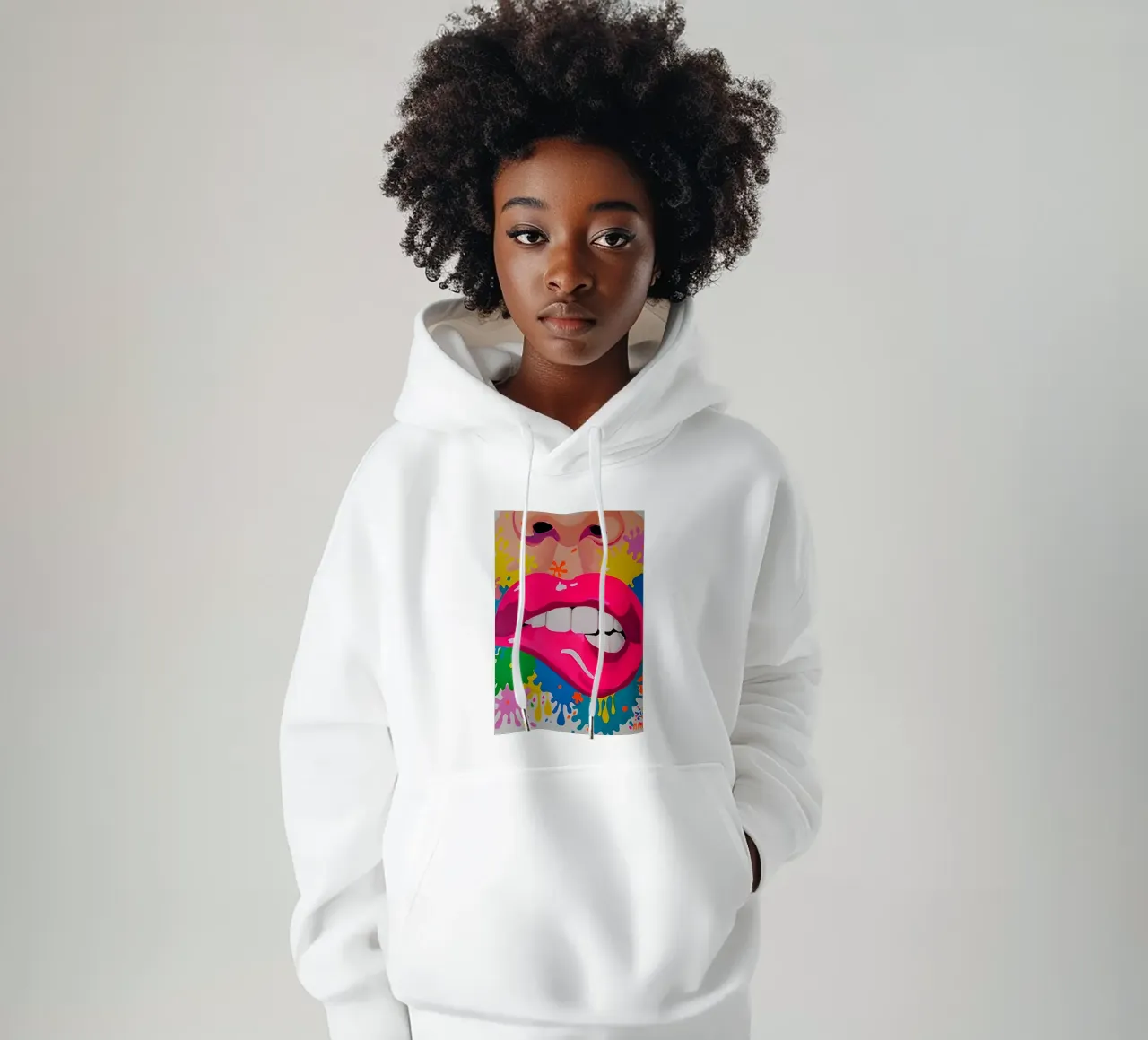 Sassy Pop Lips: Vibrant Abstract, Trendy Mouth Art Print hoodie by NorwesClub