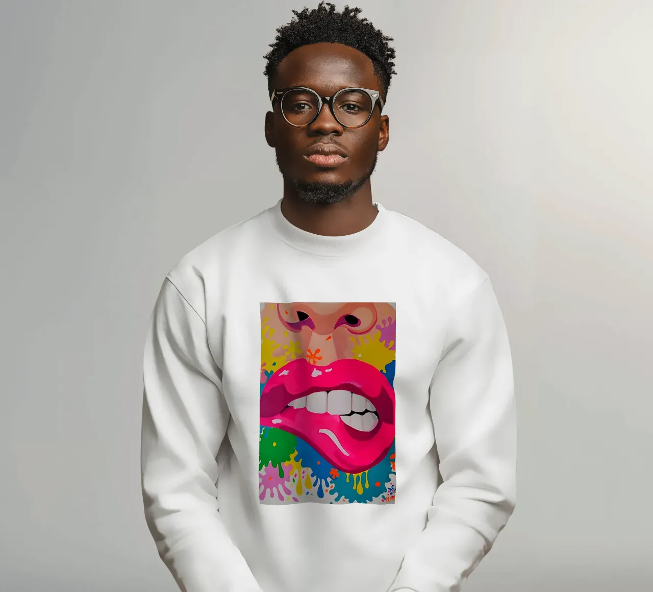 Sassy Pop Lips: Levendige abstracte, hippe mond kunstdruk sweatshirt van NorwesClub