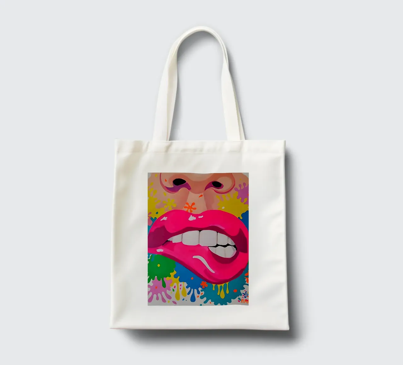 Sassy Pop Lips: Vibrant Abstract, Trendy Mouth Art Print tote bag by NorwesClub