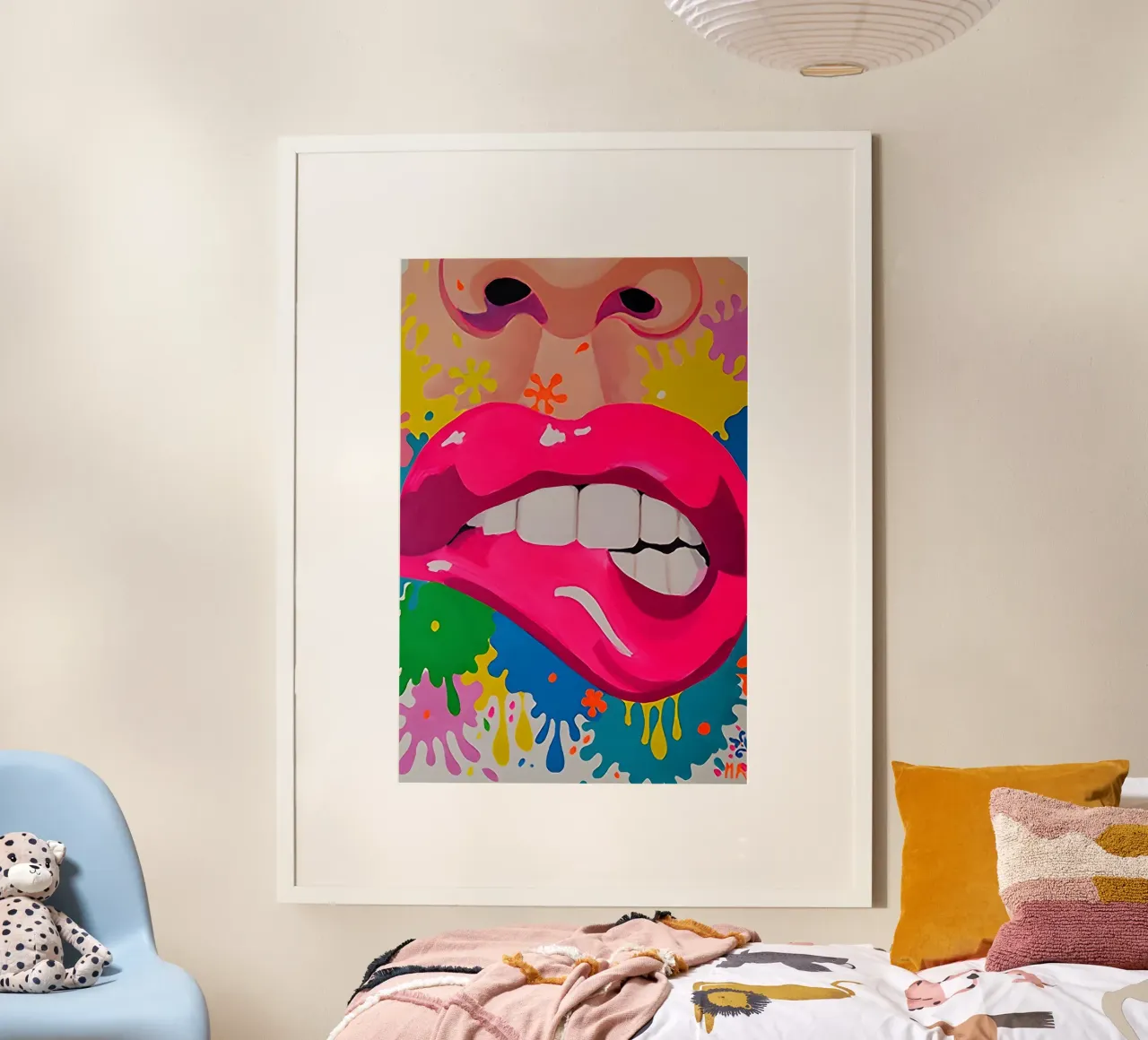 Labbra sgargianti e pop: stampa d'arte astratta e trendy della bocca poster da NorwesClub