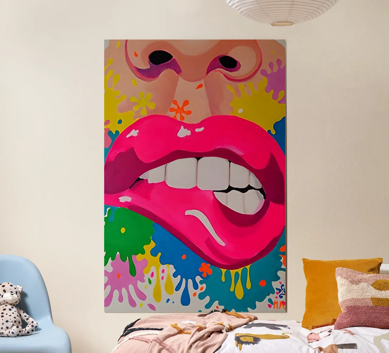 Labbra sgargianti e pop: stampa d'arte astratta e trendy della bocca poster da NorwesClub