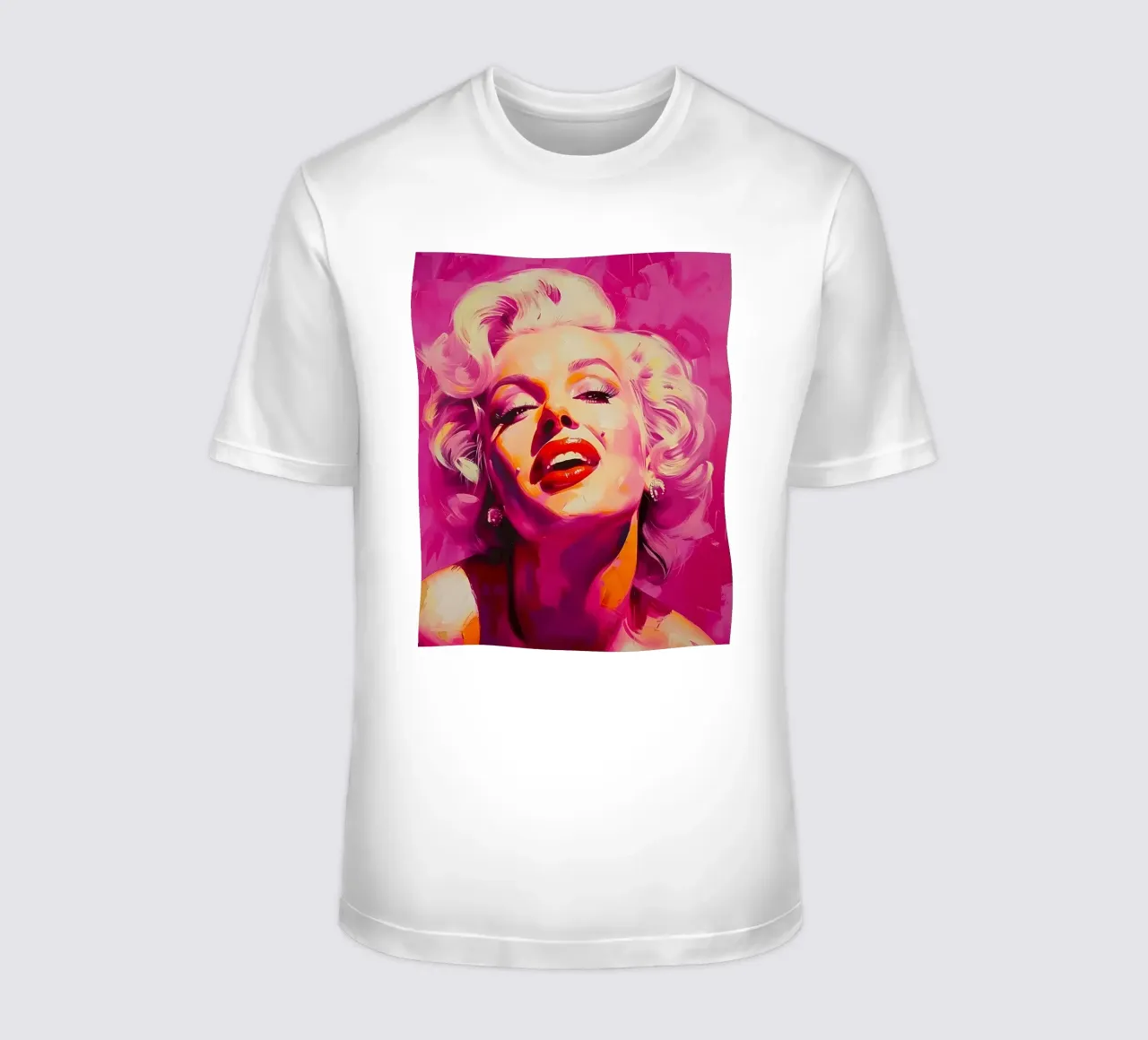 Marilyn Glow: Expressive Pop Art, Iconic Portrait & Pink Hue t-shirt by NorwesClub