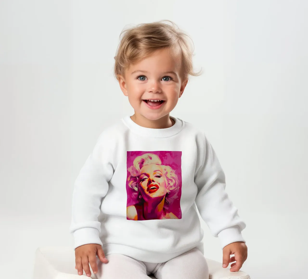 Marilyn Glow: Pop Art espressiva, ritratto iconico e tinta rosa felpa neonato da NorwesClub
