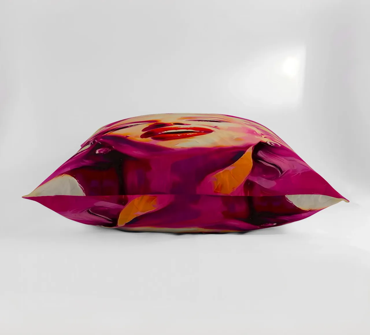 Marilyn Glow: Expressive Pop Art, Iconic Portrait & Pink Hue decorative cushion by NorwesClub