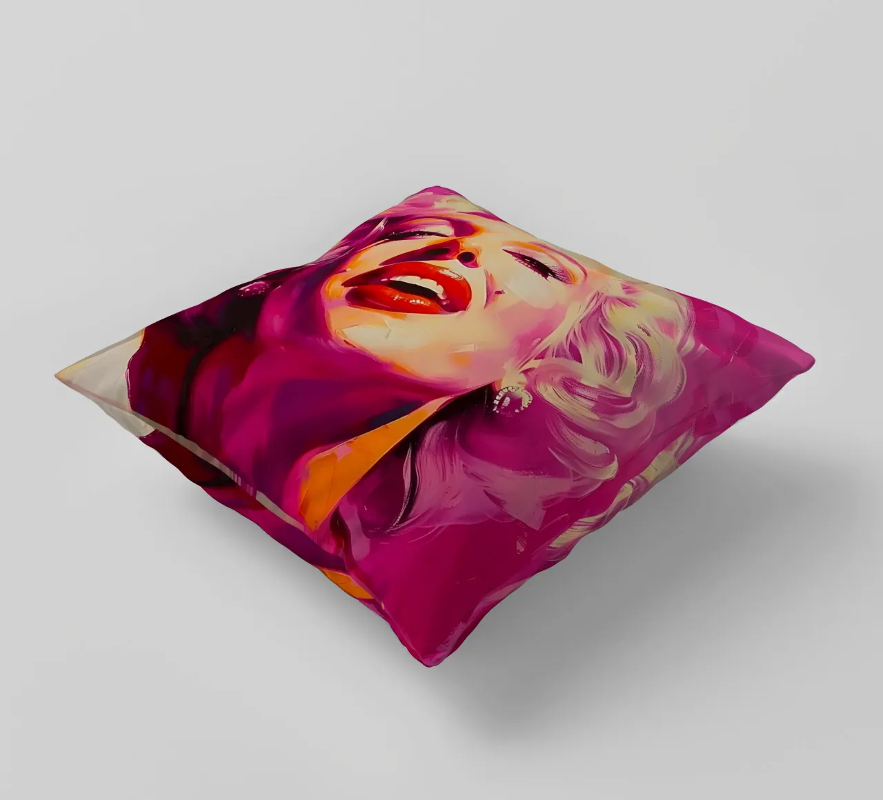 Marilyn Glow: Expressive Pop Art, Iconic Portrait & Pink Hue decorative cushion by NorwesClub