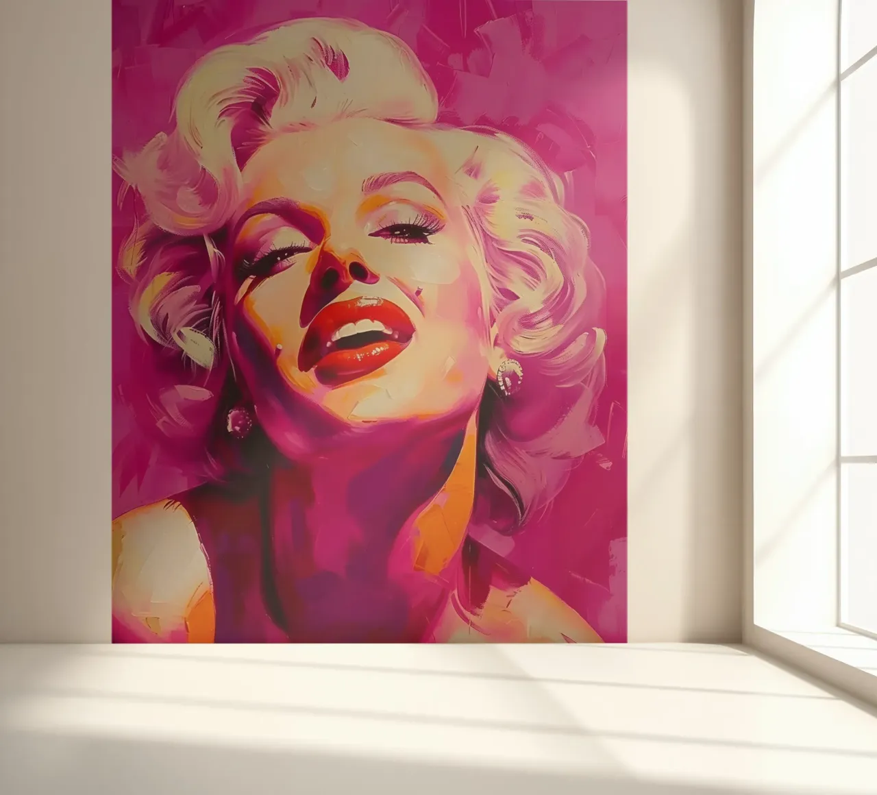 Marilyn Glow: Expressive Pop Art, Iconic Portrait & Pink Hue photo wallpaper by NorwesClub