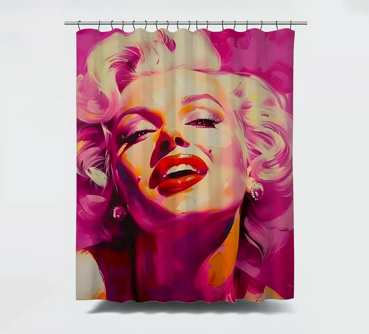Marilyn Glow: Expressive Pop Art, Iconic Portrait & Pink Hue shower curtain by NorwesClub
