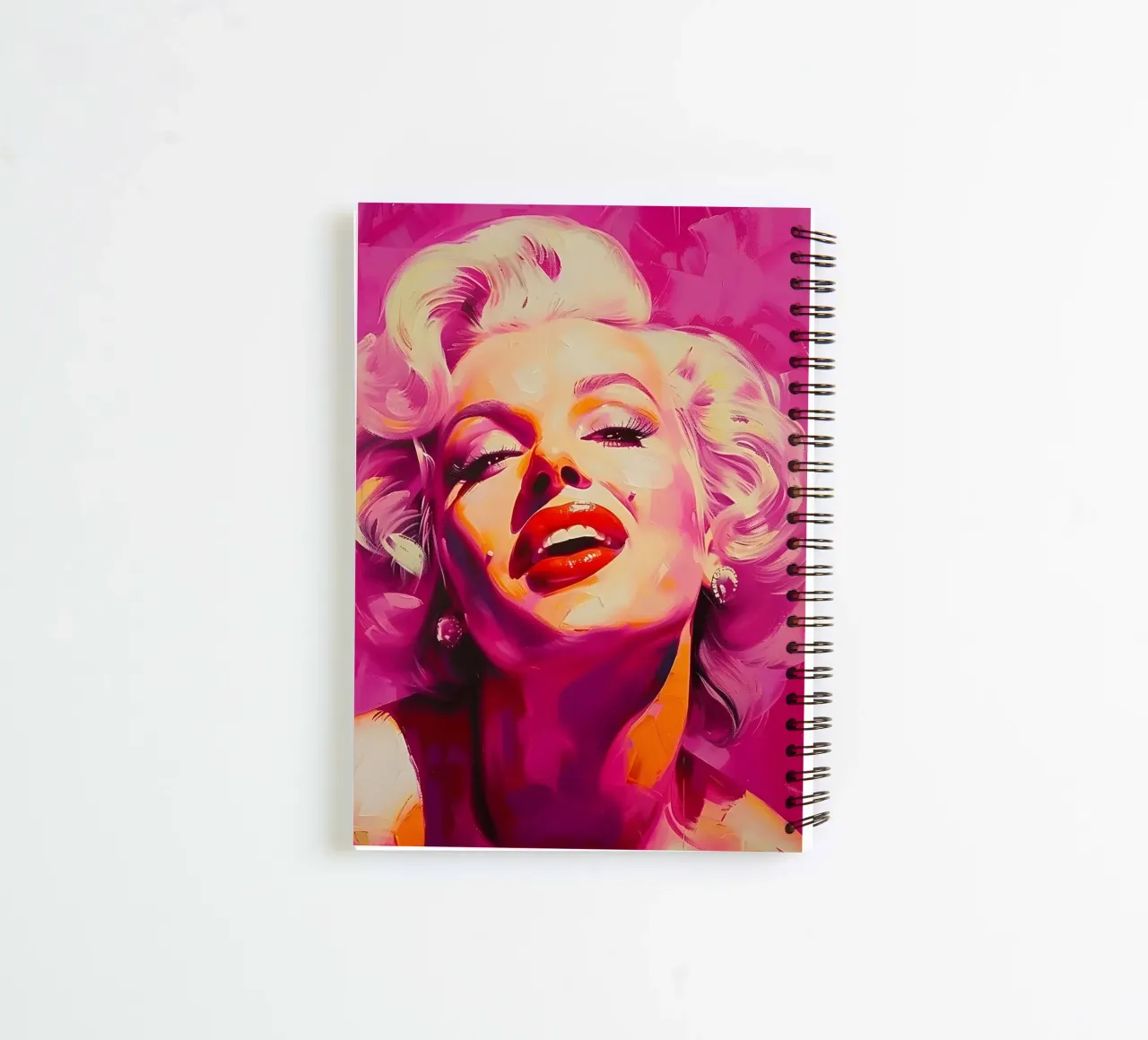 Marilyn Glow: Expressive Pop Art, Iconic Portrait & Pink Hue spiral notebook by NorwesClub