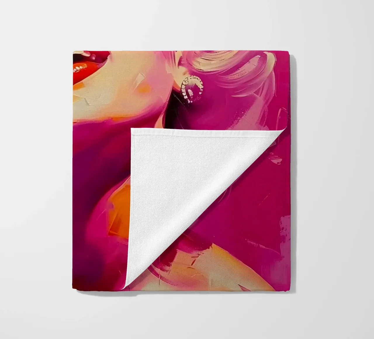 Marilyn Glow: Pop Art espressiva, ritratto iconico e tinta rosa telo mare da NorwesClub