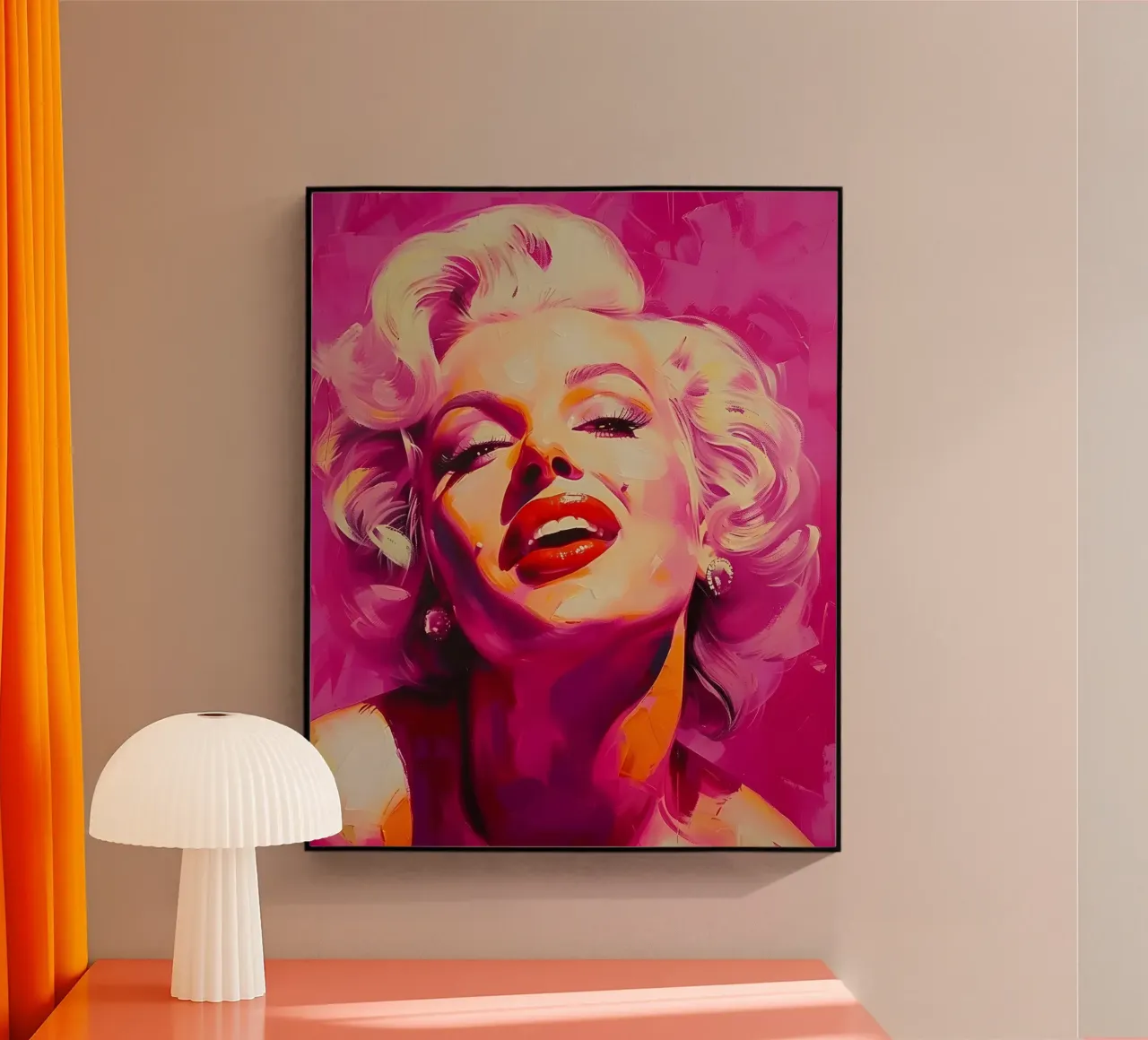 Marilyn Glow: Expressive Pop Art, Iconic Portrait & Pink Hue acrylic glass by NorwesClub