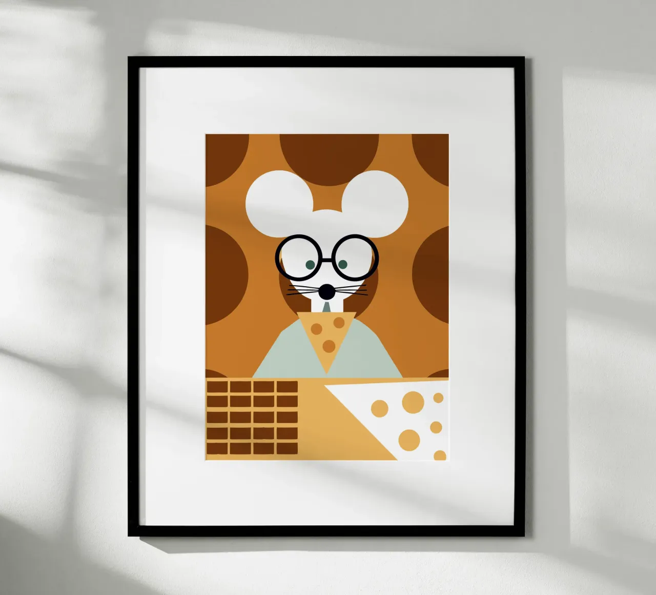 I topi mangiano il formaggio poster con telaio in legno da LOOK DIFFERENT