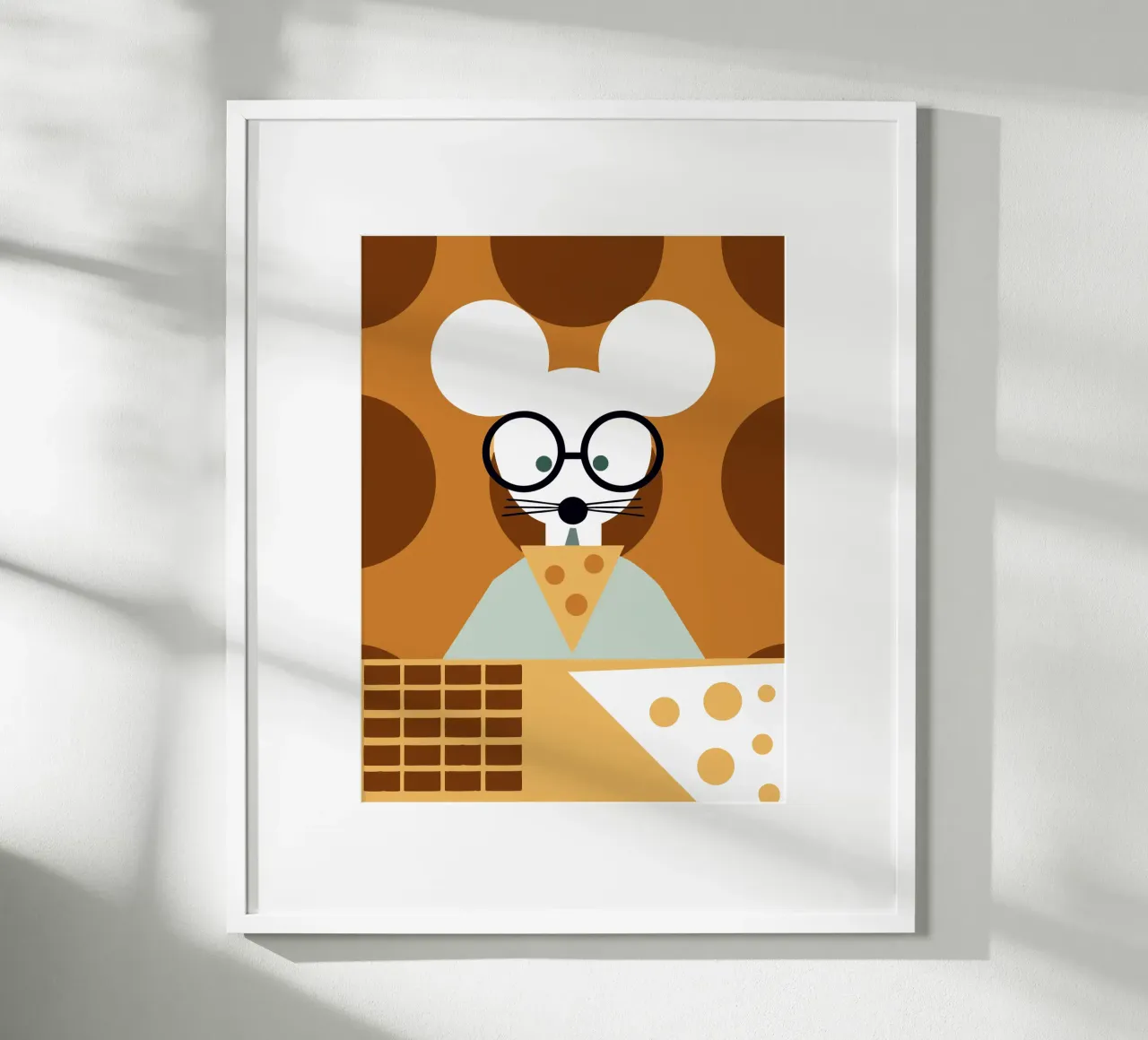 I topi mangiano il formaggio poster con telaio in legno da LOOK DIFFERENT