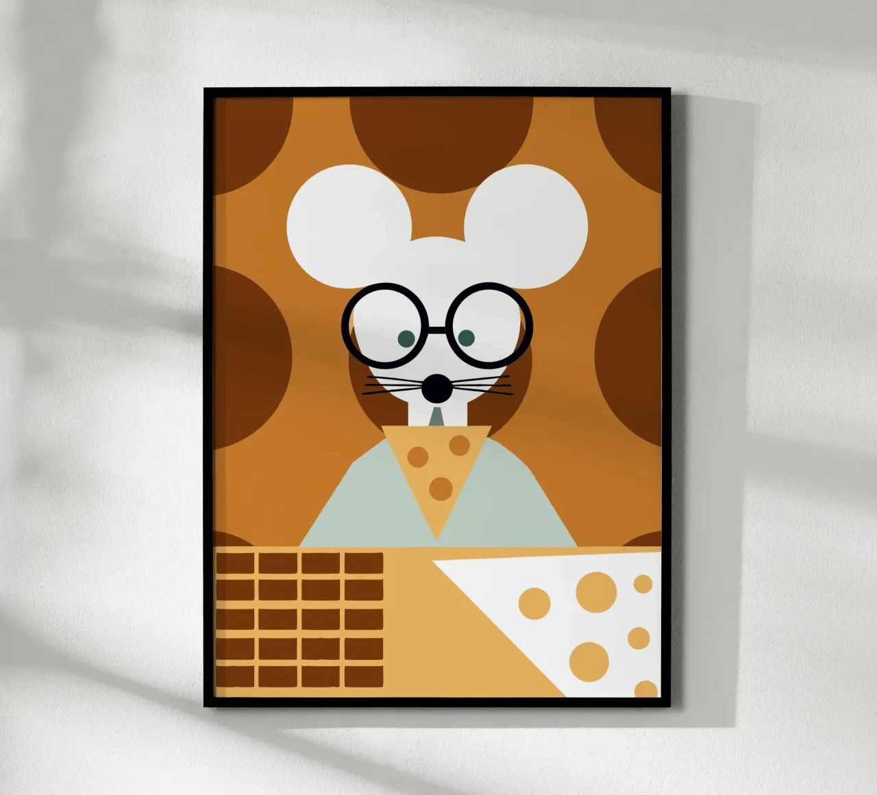 I topi mangiano il formaggio poster con telaio in legno da LOOK DIFFERENT